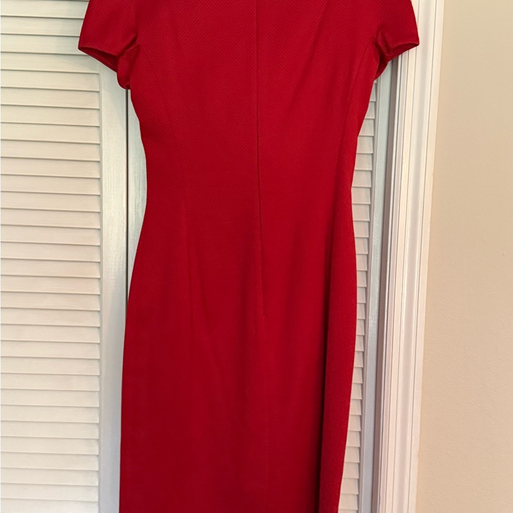 Dior Red Asymmetrical Ruffled Sheath Mini Dress - Picture 3 of 5